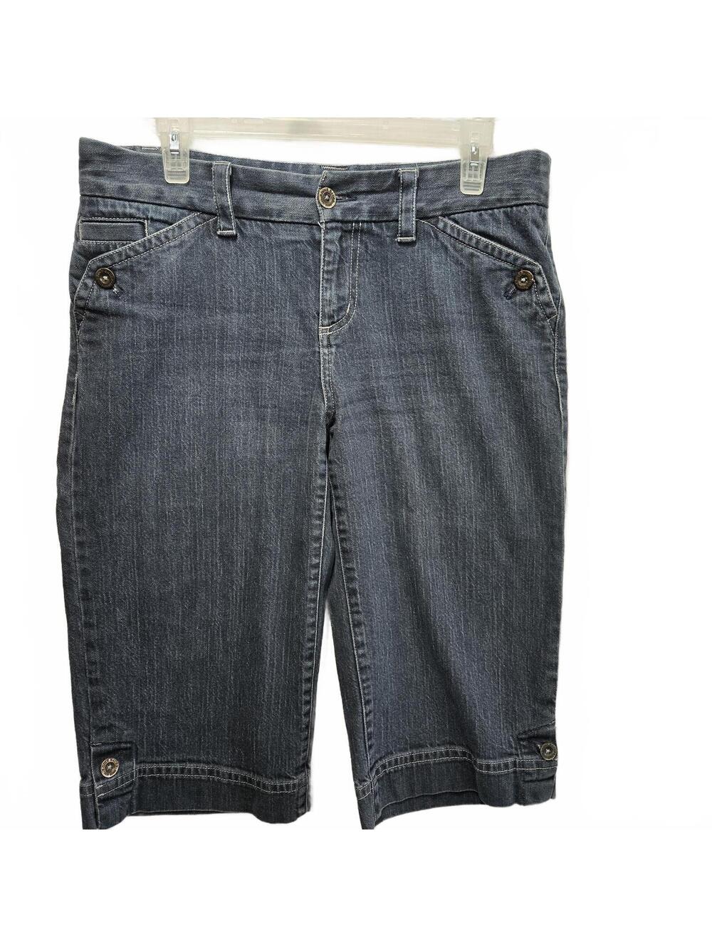 Eddie Bauer Women's Denim Bermuda Shorts Size 6 Dark Wash Stretch Classic